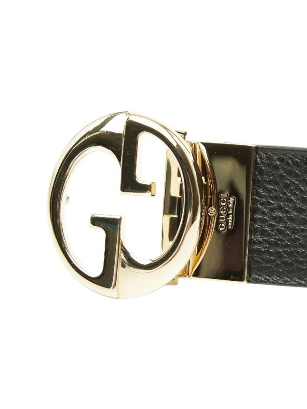 Gucci Interlocking Reversible Belt 75 30 Black Leather Metal